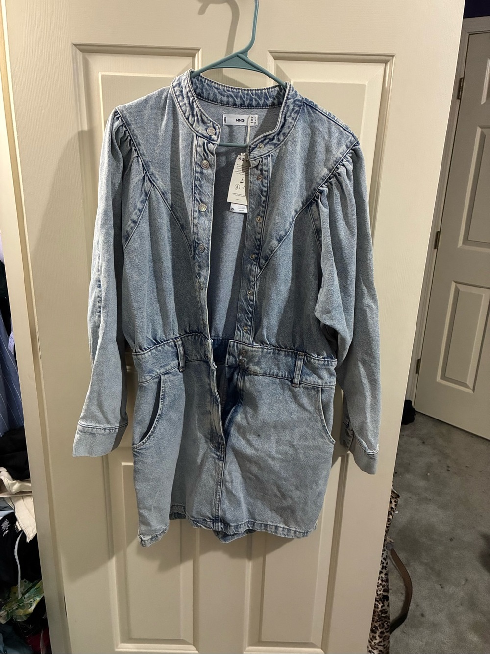Mango Light Blue Denim Jacket Dress